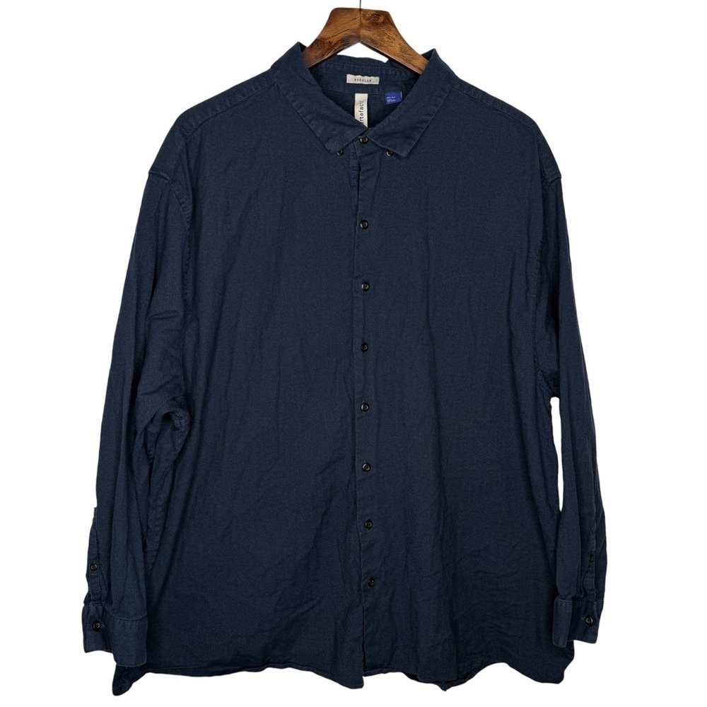 Artefact 3XL Regular Fit‎ Long Sleeve Button Down Shirt Navy Blue Casual Cotton